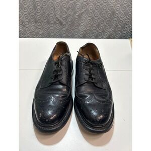 Vintage Mens Black Leather Wingtip Brogue Oxford Lace Up Dress Shoes Soze 9D‎